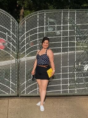 Blue Polka Dot Pinup Halter Top 💋